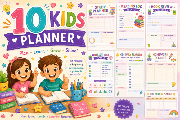Download 10 Kids Planners Bundle Printables PDF - Planners Collection