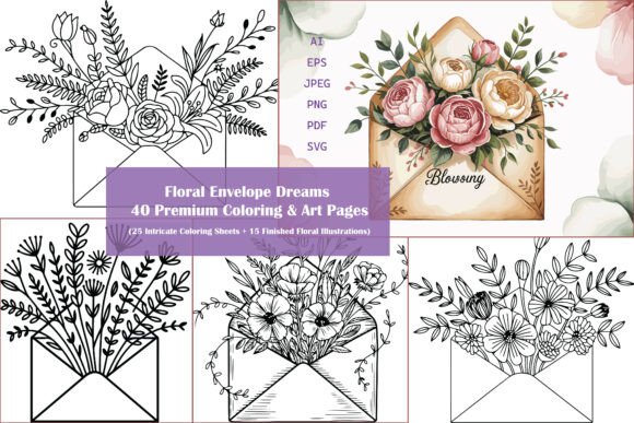 Download 25 Coloring + 15 Floral Art Pages - Premium Bundle