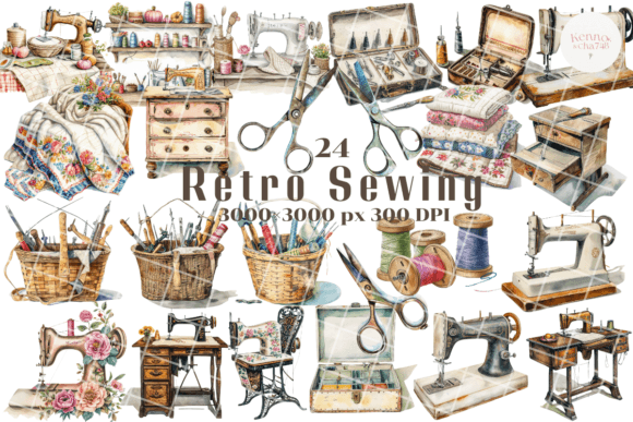 Download Vintage Sewing Clipart, Retro Sewing - Vintage Collection