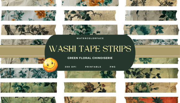 Download Red Green Vintage Chinoiserie Washi Tape - Vintage Collection