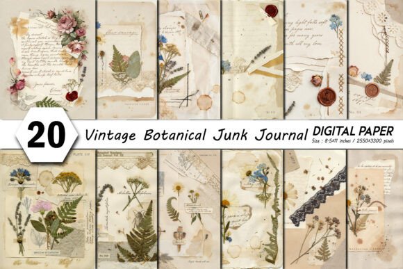 Download Vintage Botanical Ephemera Junk Journal - Vintage Collection