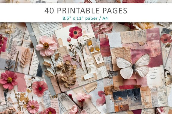 Download Vintage Botanical Collage Pages - Vintage Collection