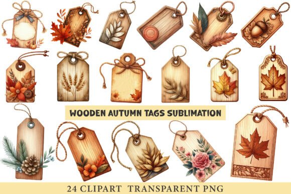 Download Vintage Wooden Autumn Tags Clipart - Vintage Collection