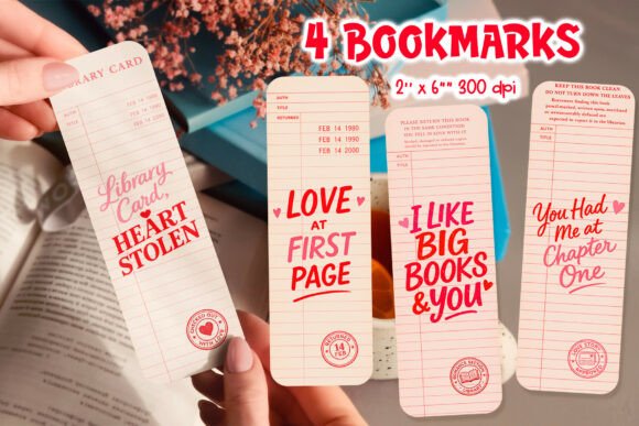 Download Vintage Library Card Valentine Bookmark - Vintage Collection