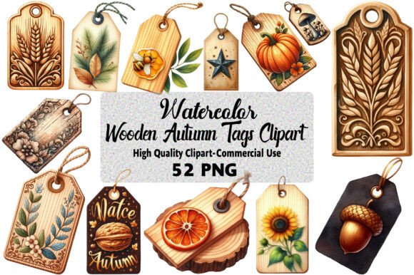 Download Vintage Wooden Autumn Tags Clipart - Vintage Collection