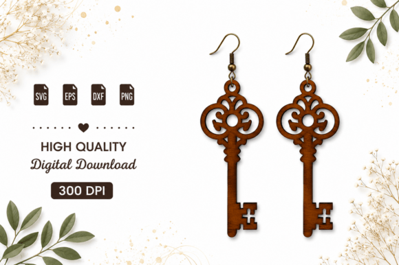 Download Vintage Key Earrings Laser Cut SVG - Vintage Collection